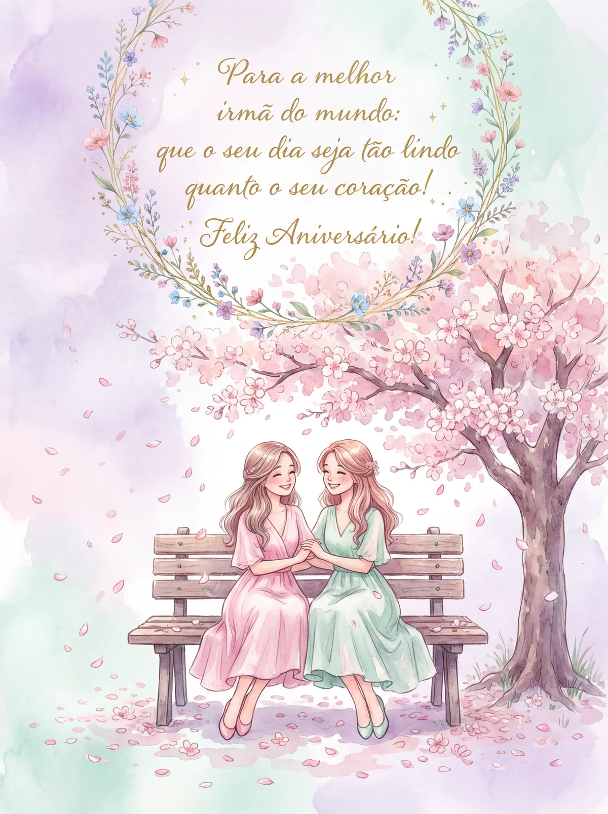 Cartão de aniversário para irmã com mensagem especial