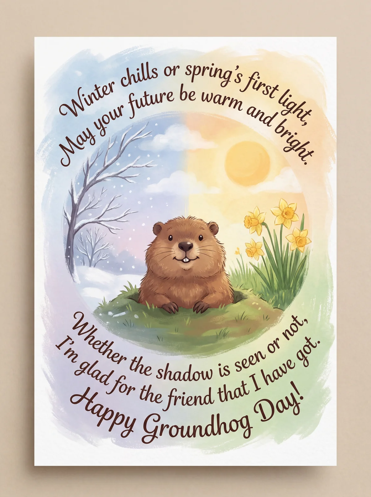 Happy Groundhog Day wishes for a friend