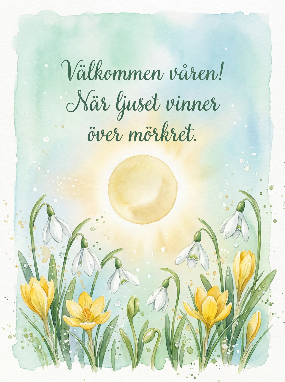 Korttext för att välkomna våren vid vårdagjämningen