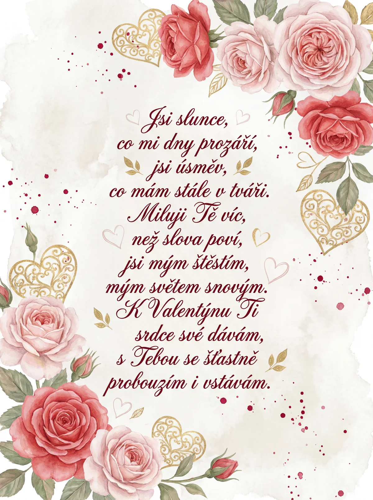 Přání k Valentýnu pro mou lásku