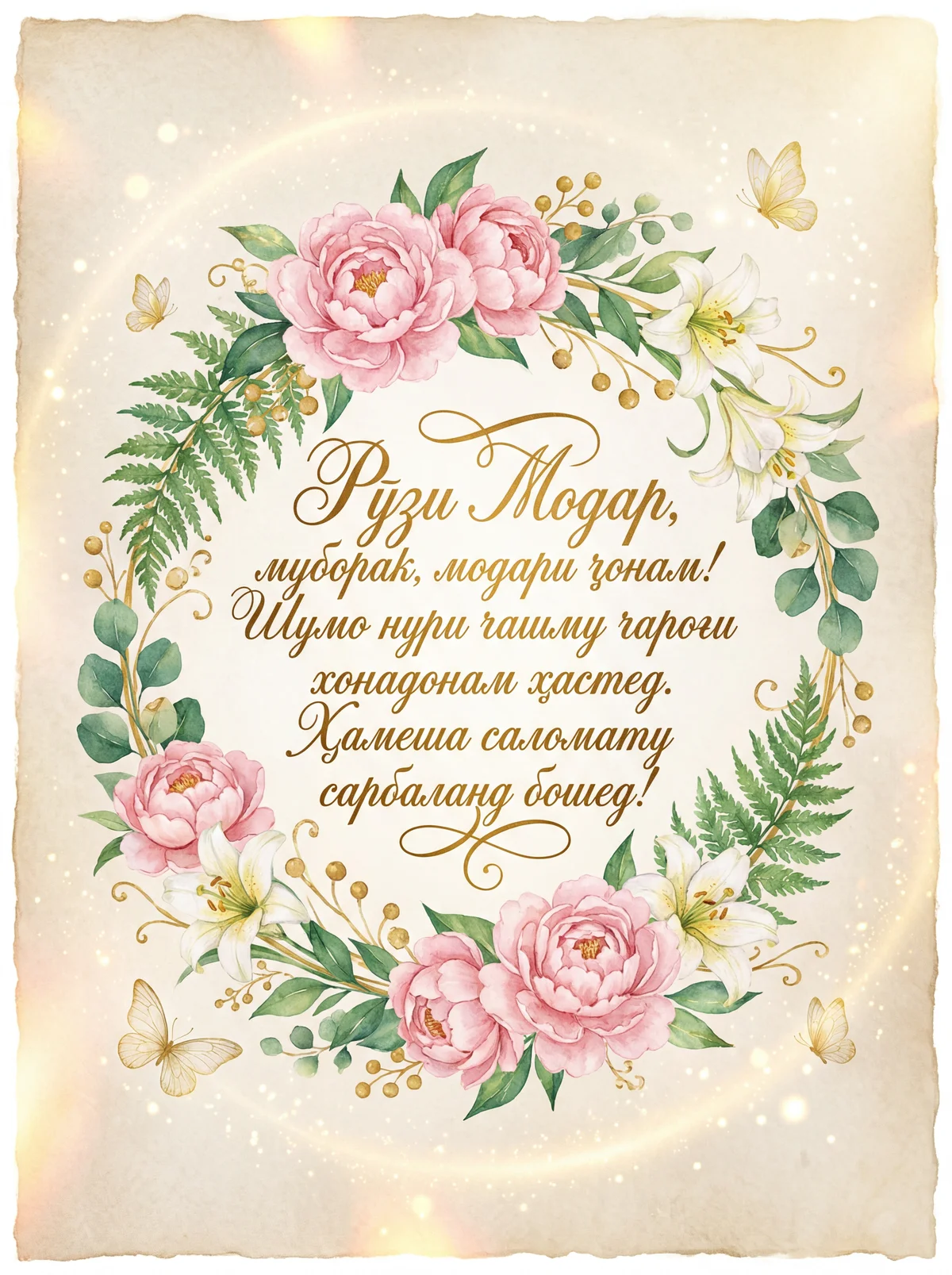 табрикот барои Рӯзи Модарон