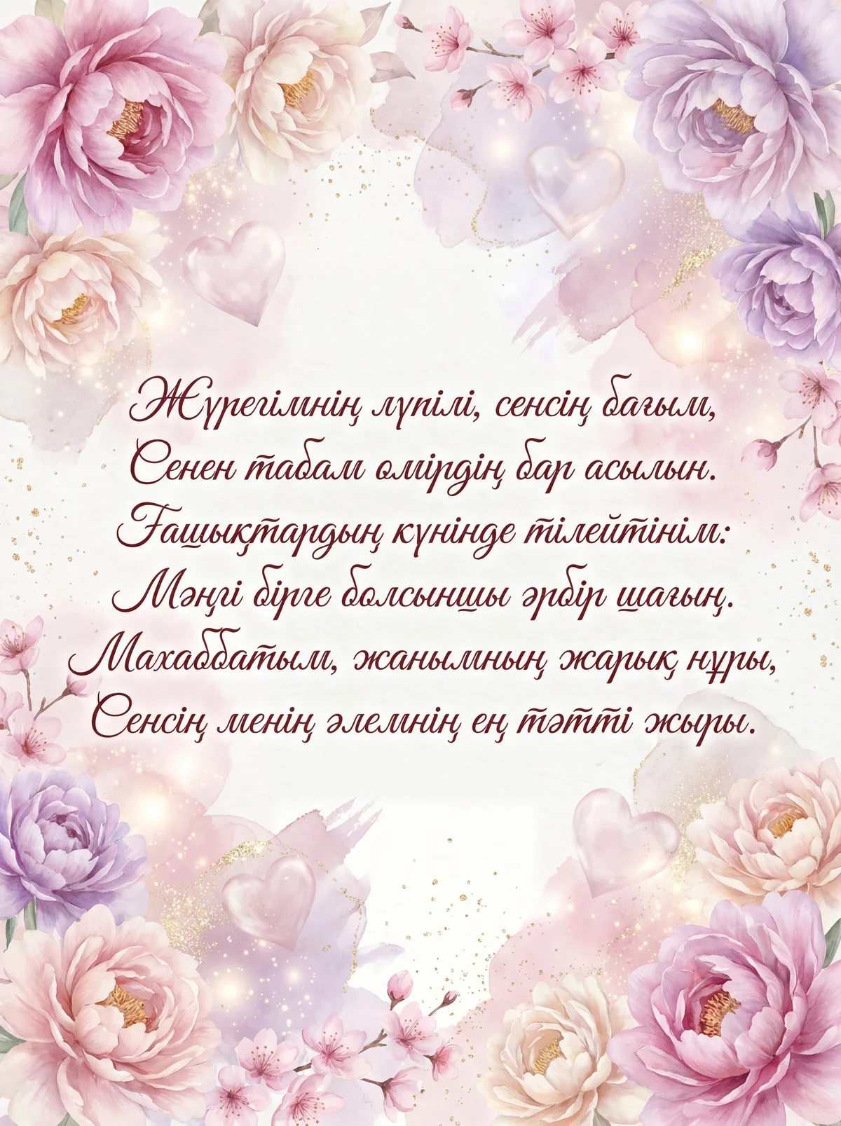 Сүйіктіме Ғашықтар күніне құттықтау