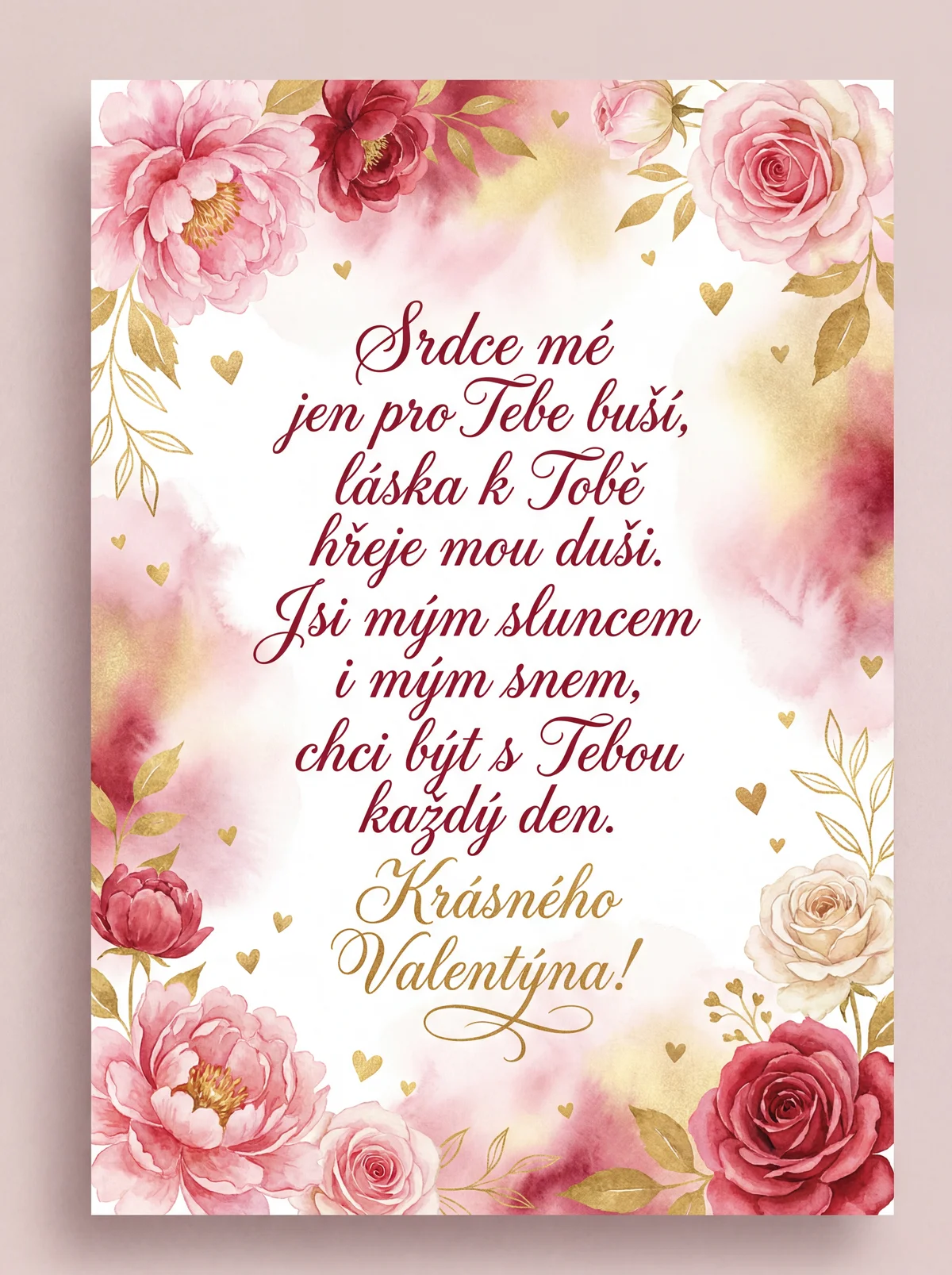 Přání k Valentýnu pro milovanou osobu