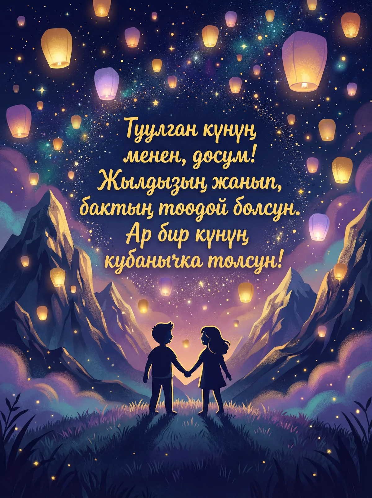 Эң жакын досума туулган күн үчүн куттуктоо