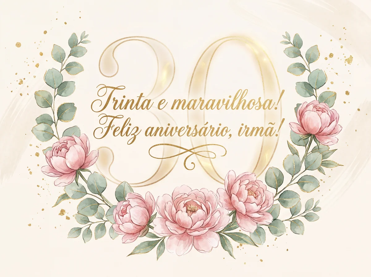 Cartão de aniversário para irmã com 30 anos