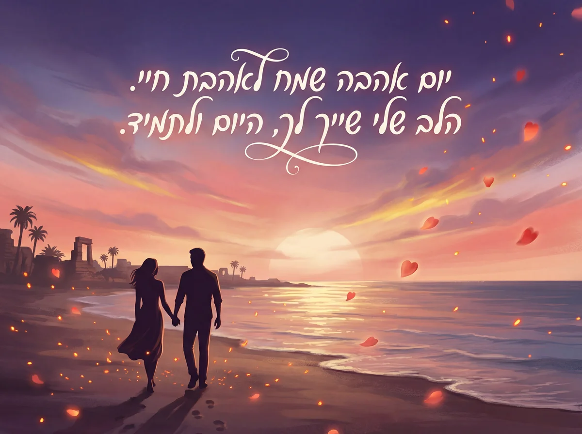 כרטיס ברכה רומנטי ליום האהבה לאהובתי