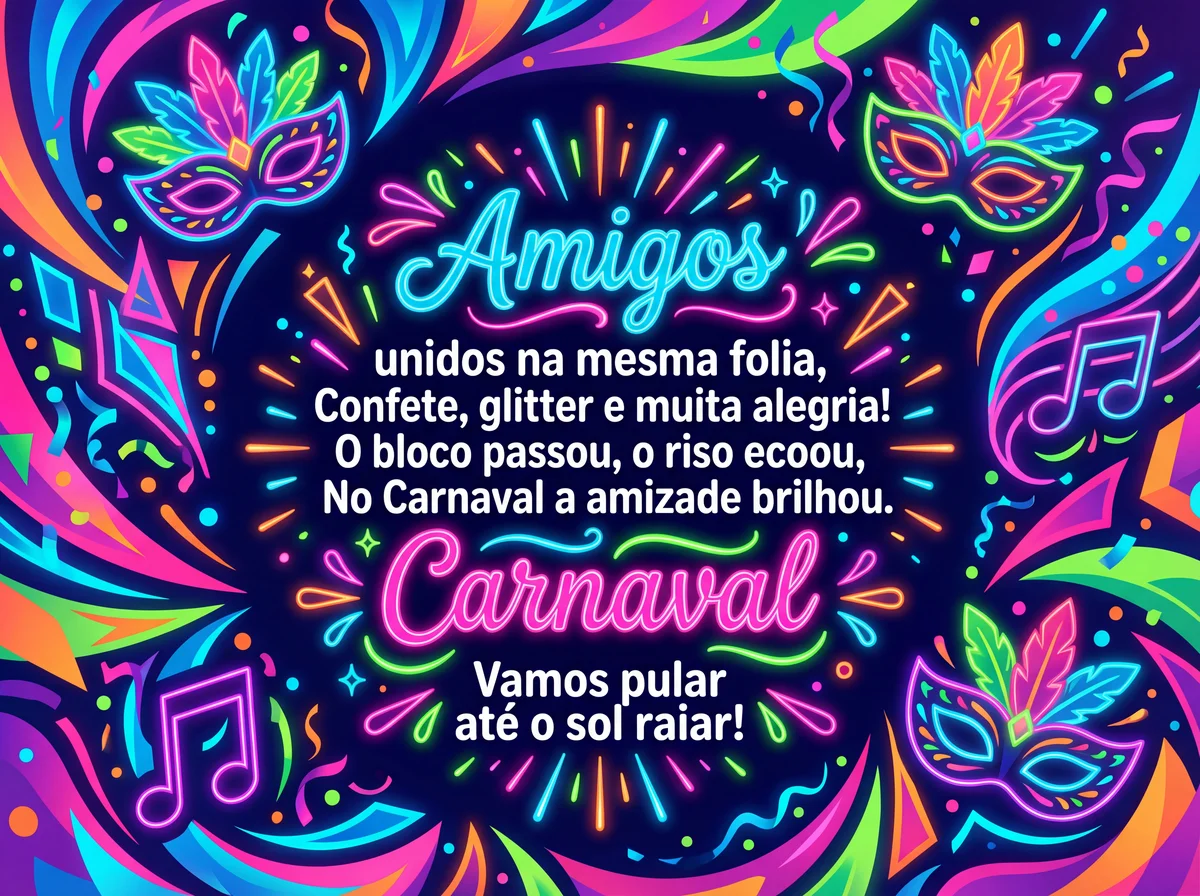 Mensagem divertida para a folia de Carnaval com amigos