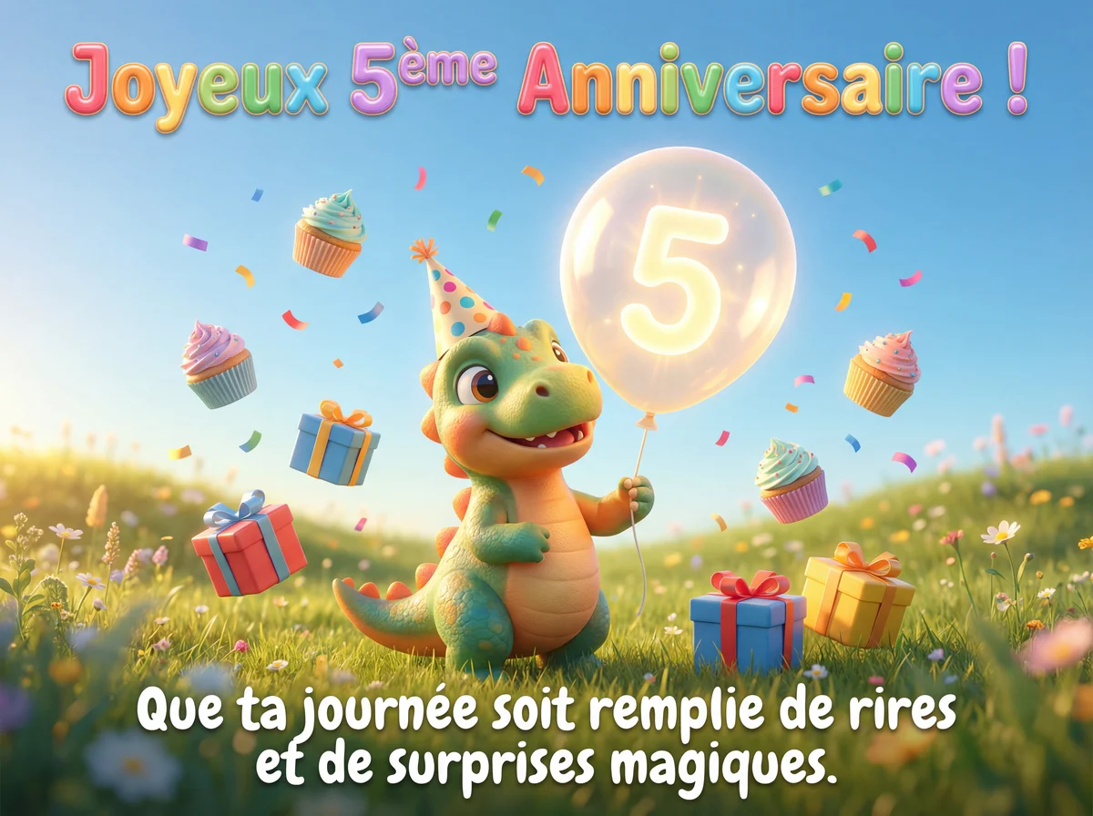 carte d'anniversaire pour un enfant de 5 ans