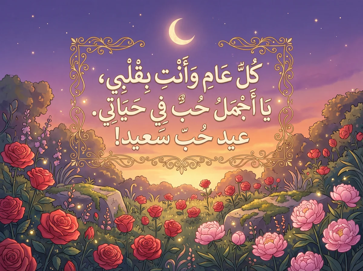 بطاقة تهنئة بعيد الحب للحبيبة