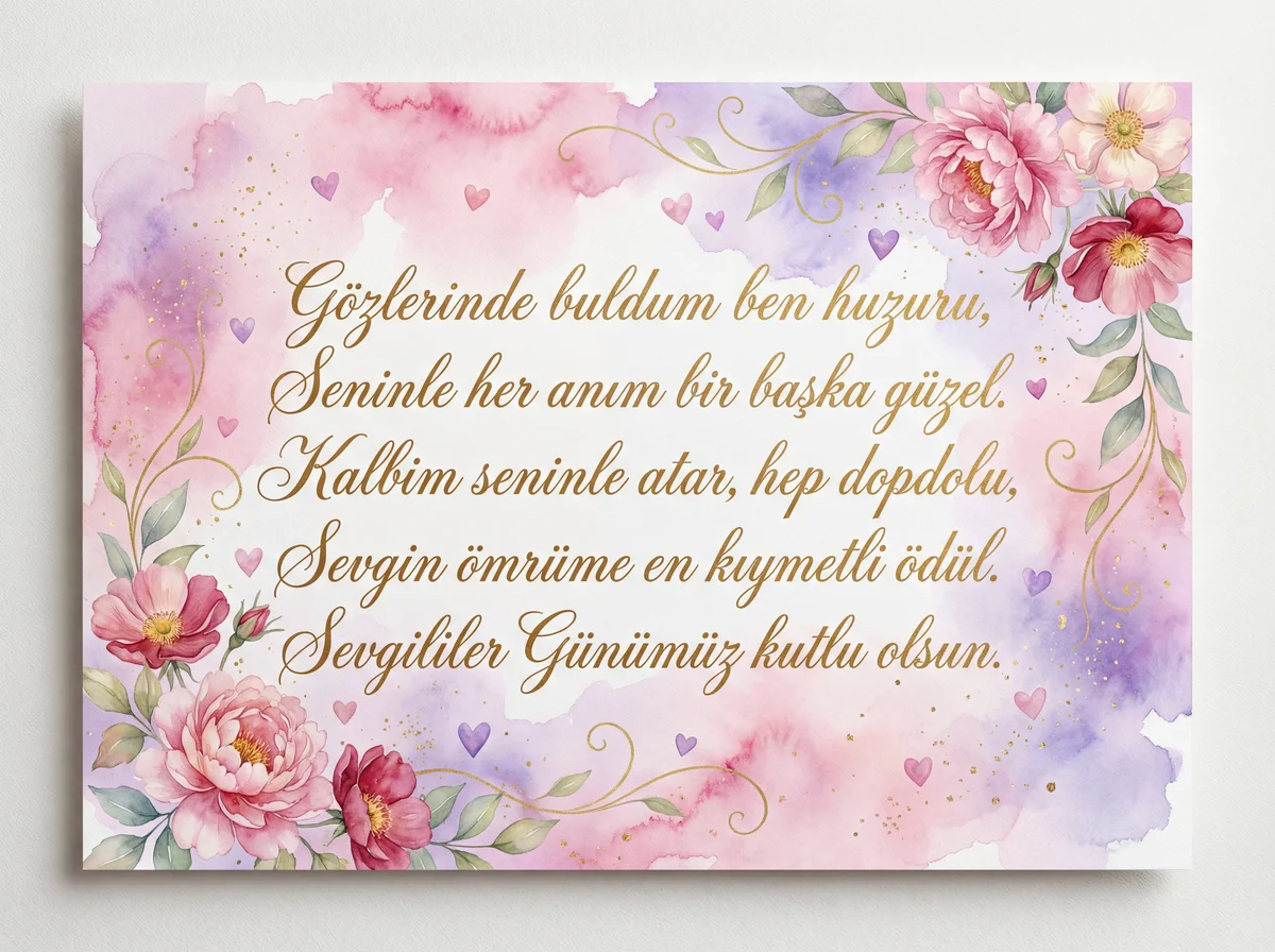 Sevgililer Günü için romantik bir kart mesajı