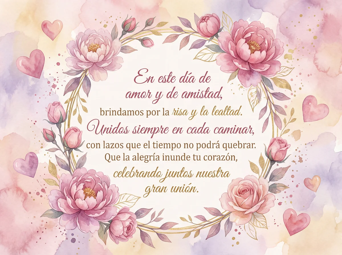 Tarjeta para San Valentín con mensaje de amor y amistad