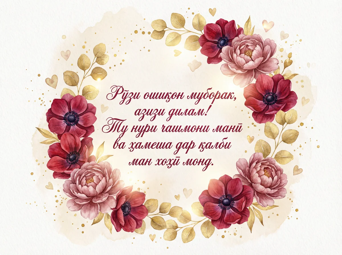 Табрикоти ошиқона барои Рӯзи ошиқон