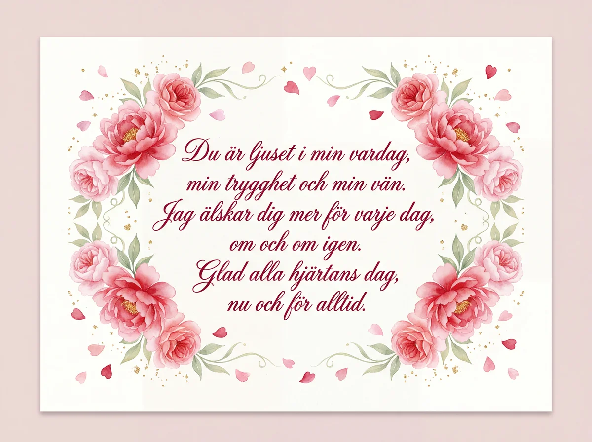 Kärlekshälsning till min älskade på Alla hjärtans dag