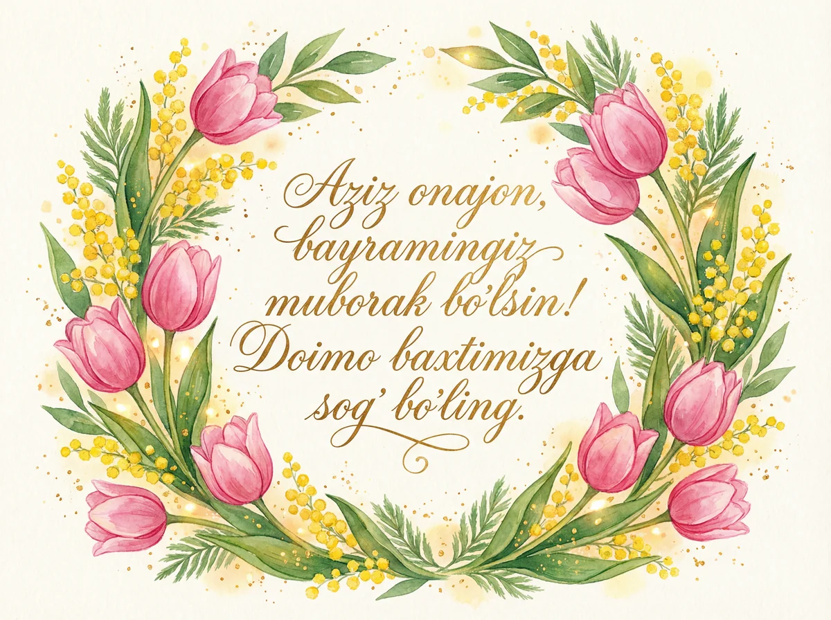 8-mart Xalqaro xotin-qizlar kuni uchun onamga tabrik