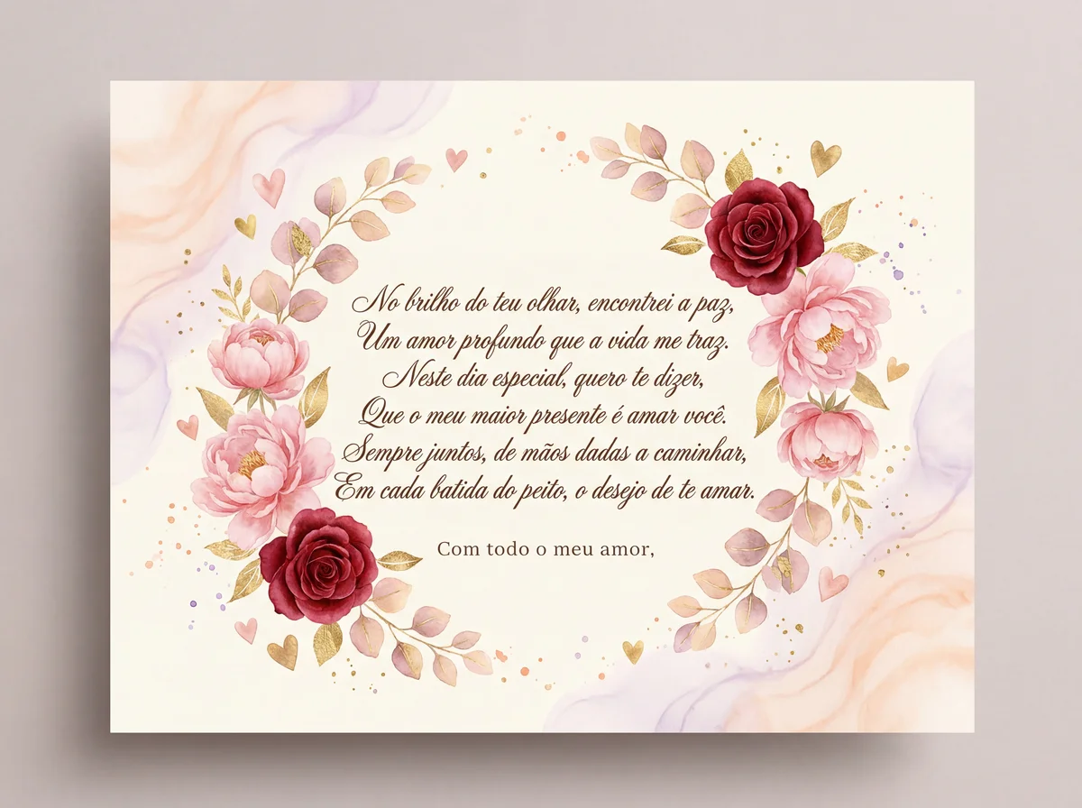 Cartão romântico para o Dia dos Namorados para o meu amor.