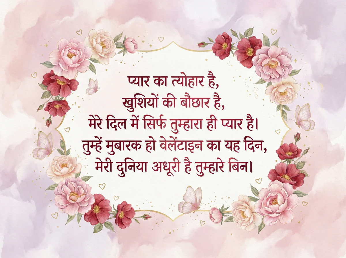 वेलेंटाइन डे पर प्यार भरे बधाई संदेश