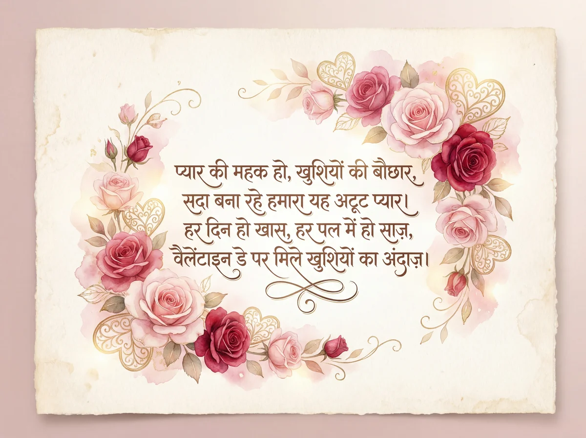 वैलेंटाइन डे पर प्यार भरा शुभकामना संदेश