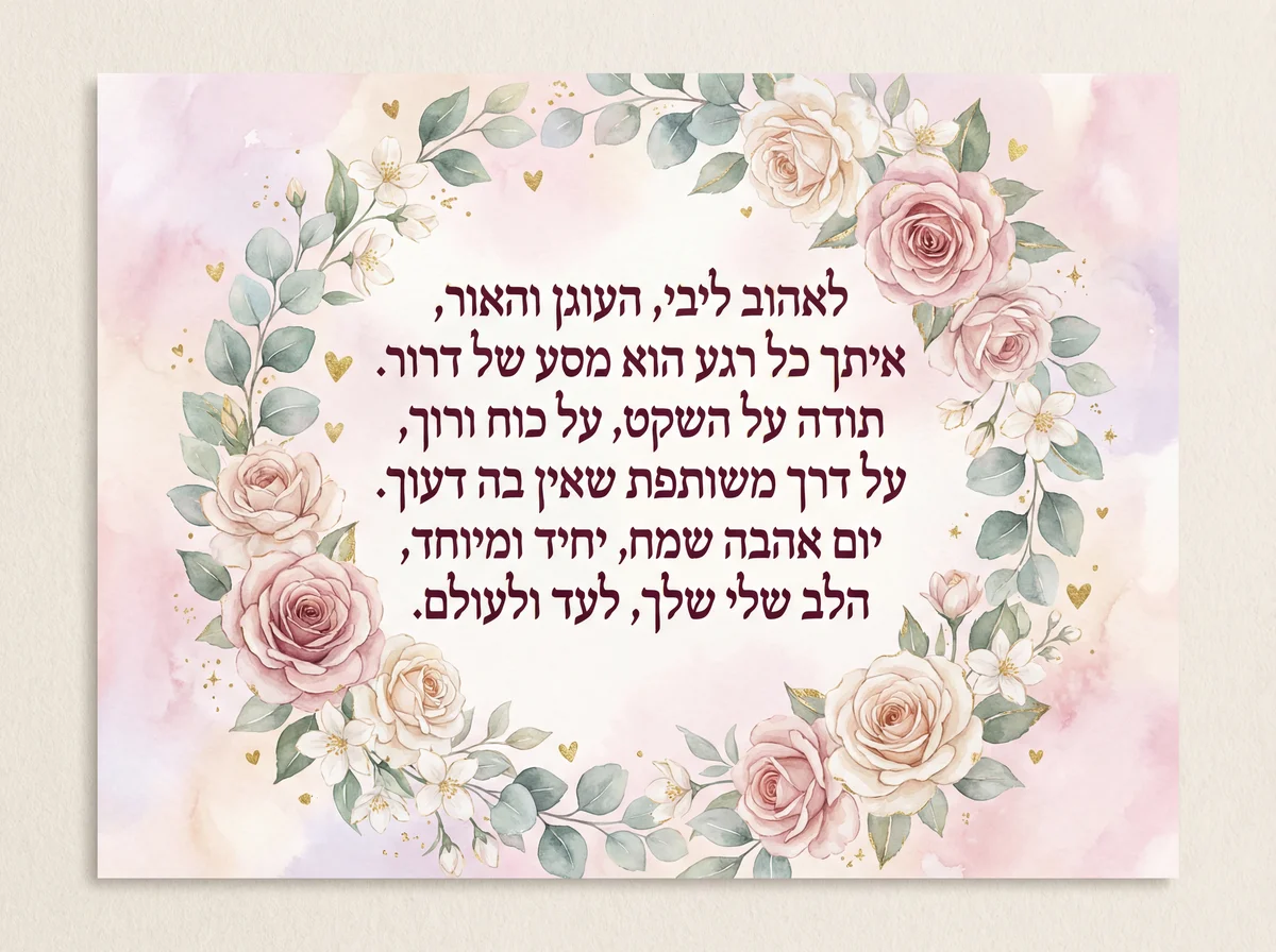 ברכה מרגשת ליום האהבה לבן הזוג שלי