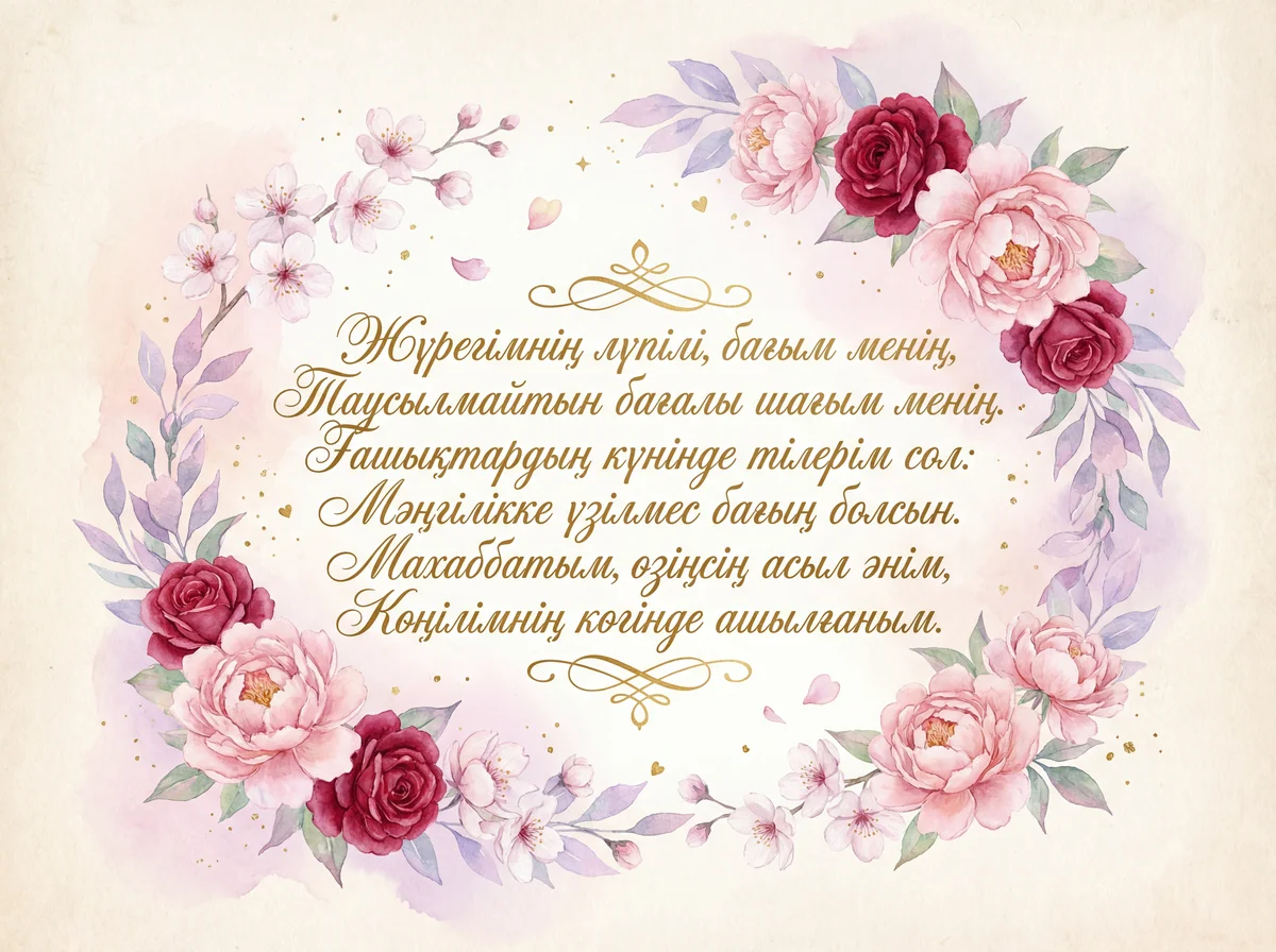 Сүйіктіме Ғашықтар күніне арналған құттықтау