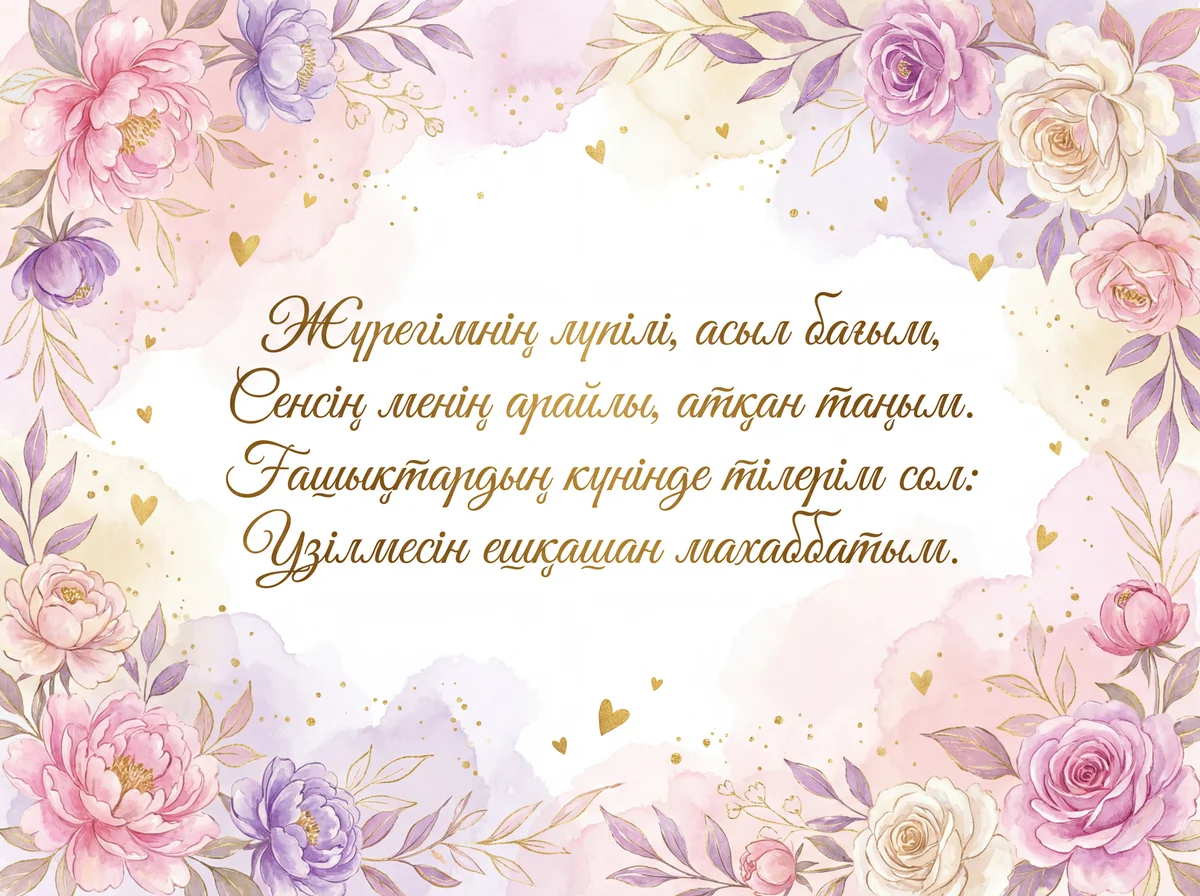 Сүйіктіме Ғашықтар күніне арналған құттықтау