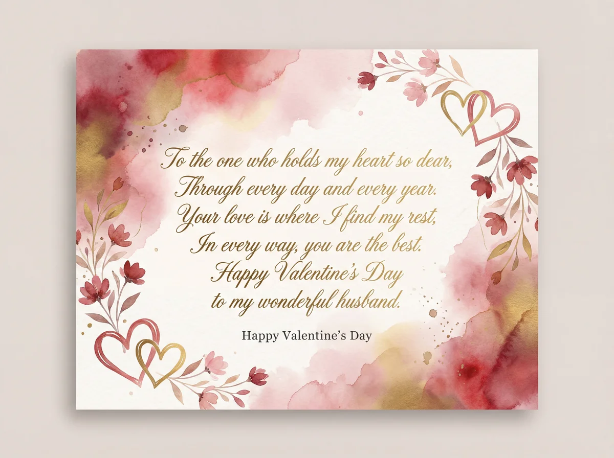 Valentine's Day card message for husband