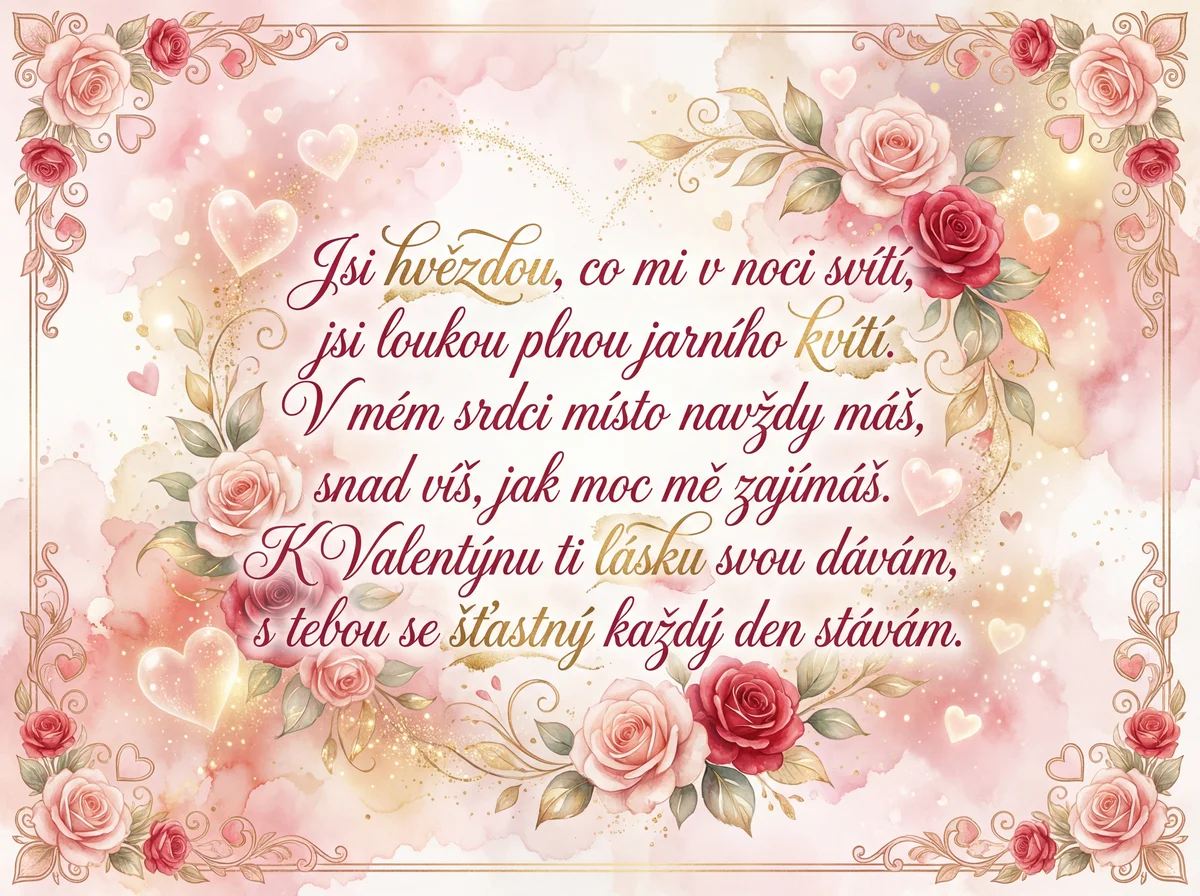 přání k Valentýnu pro milovanou osobu