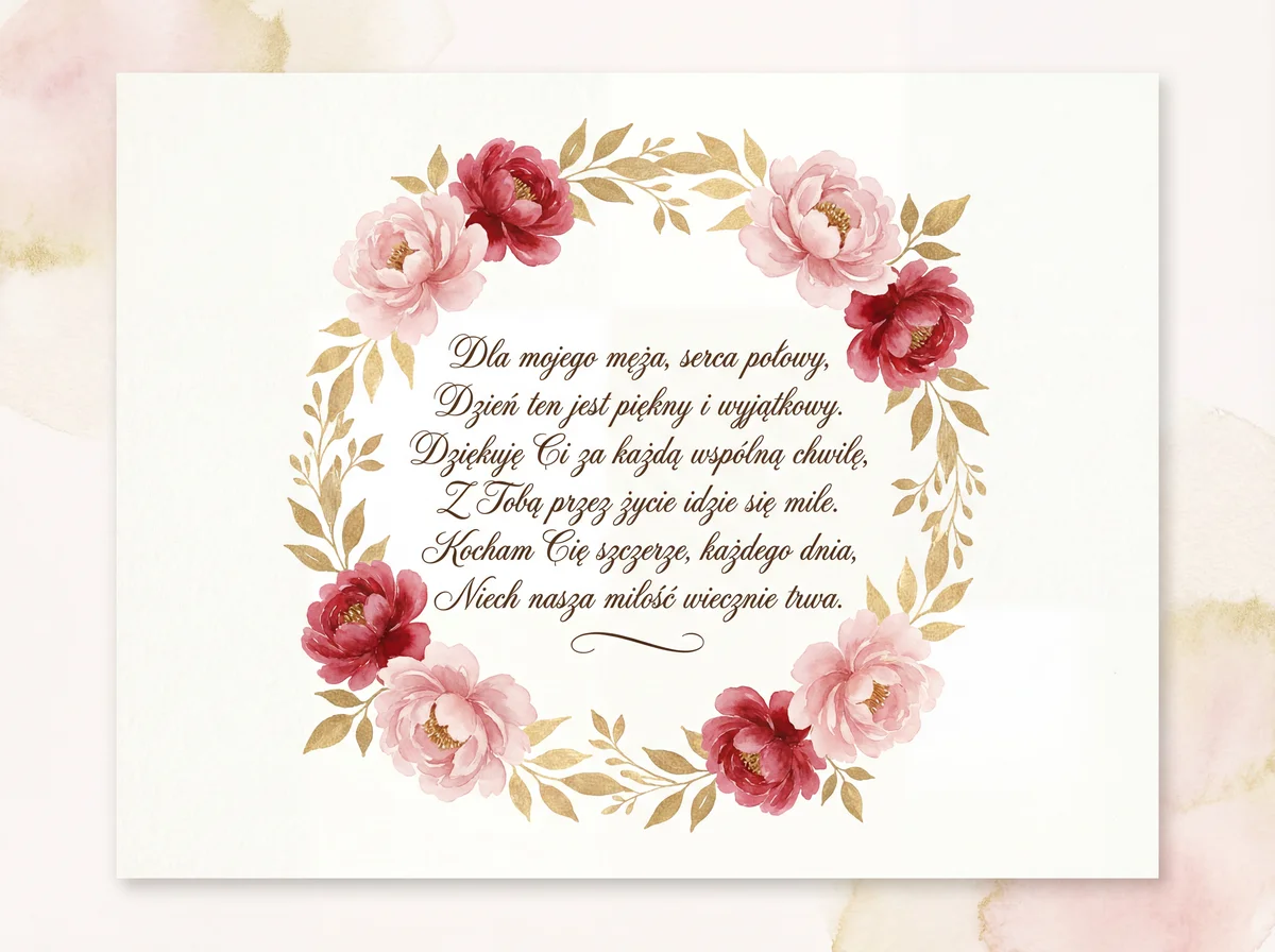 Romantyczna kartka walentynkowa dla męża