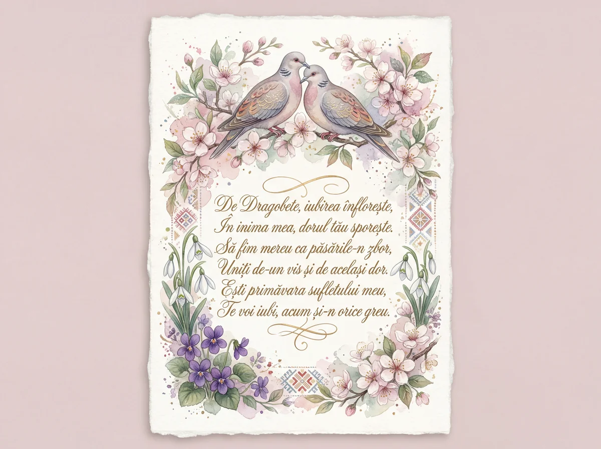 Urări de Dragobete pentru persoana iubită