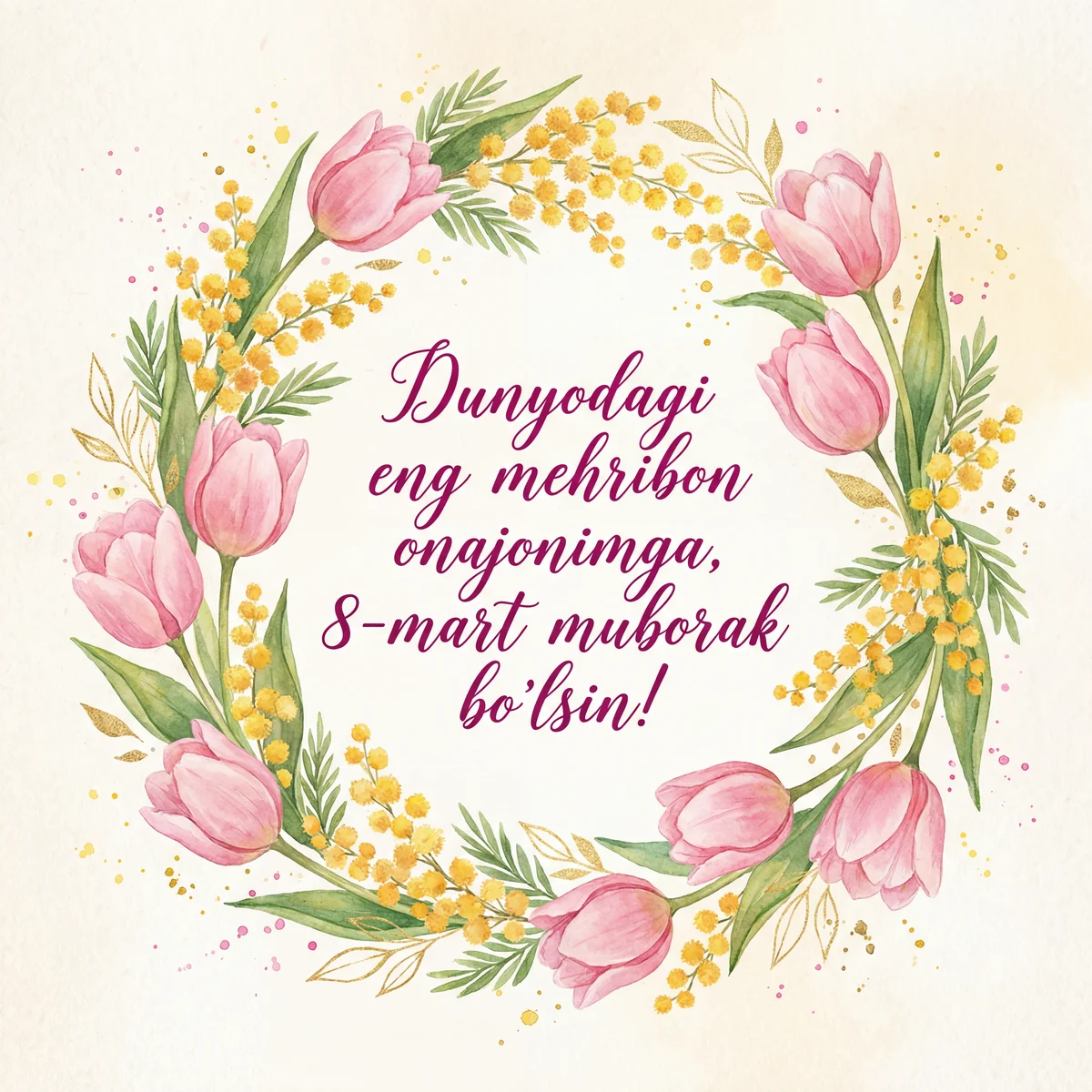 Sevimli onamga 8-mart Xalqaro xotin-qizlar kuni tabrigi