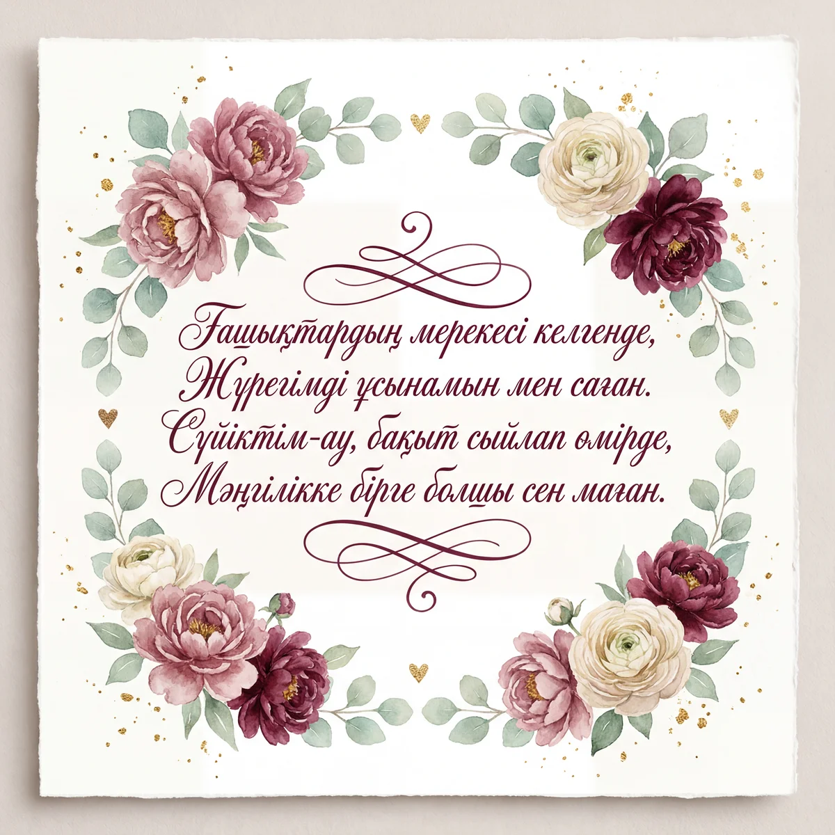 Сүйіктім үшін Ғашықтар күні құттықтауы