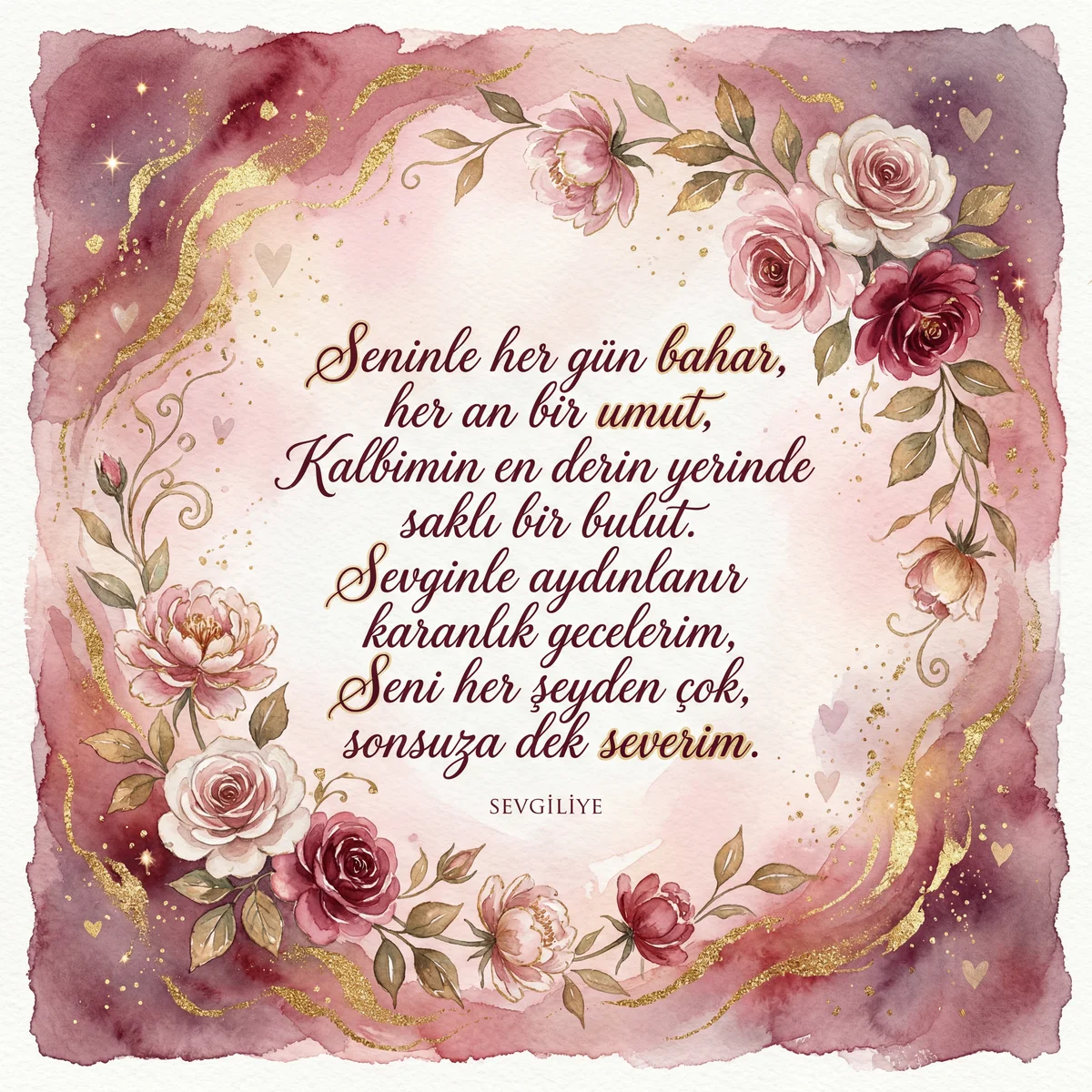 Sevgililer Günü için eşime romantik kart mesajı