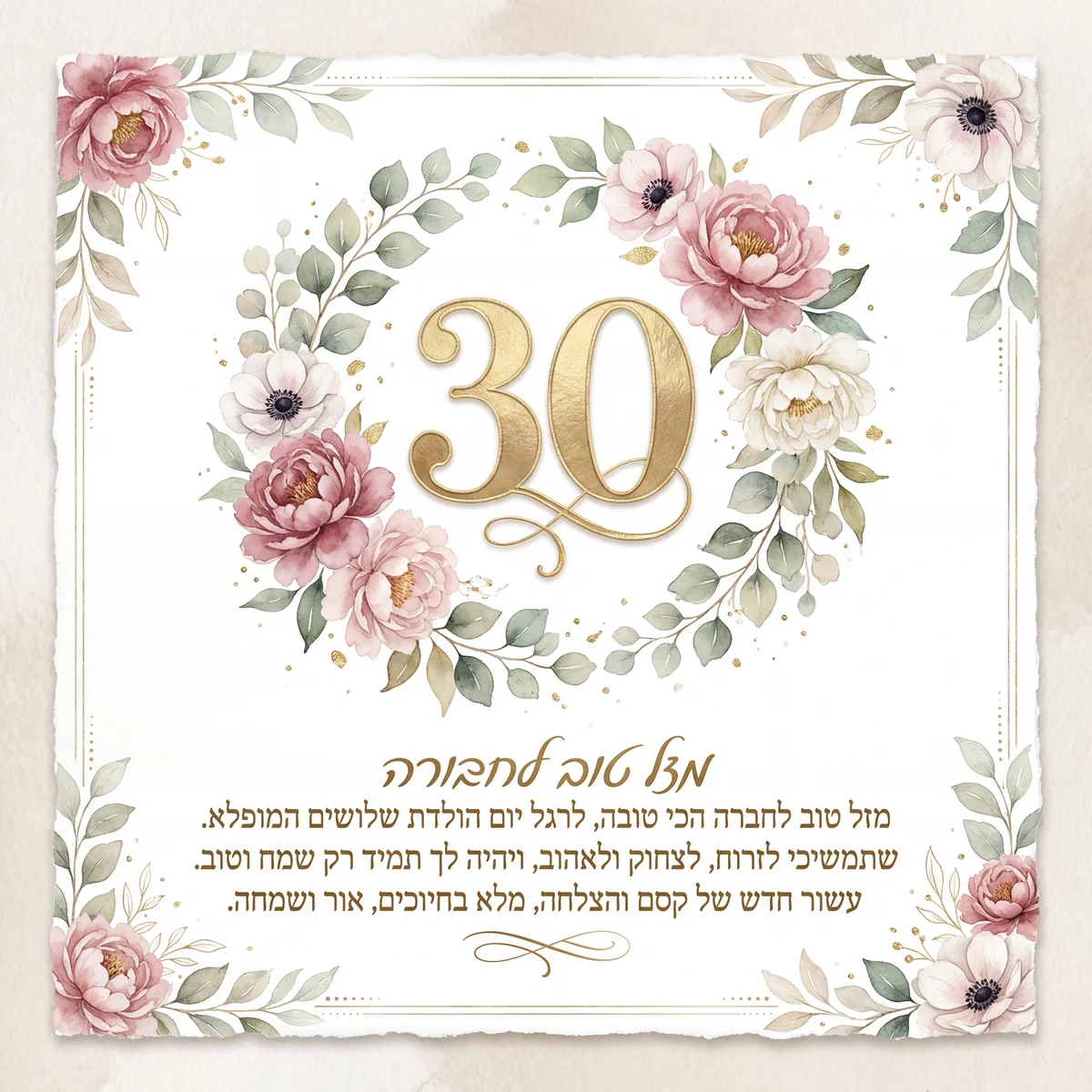 ברכות ליום הולדת 30 לחברה הכי טובה