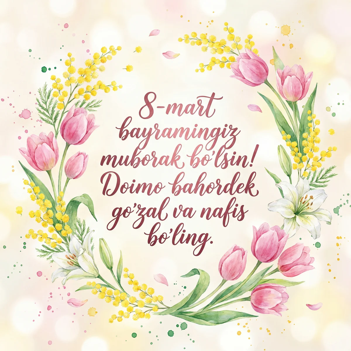 8-mart Xalqaro xotin-qizlar kuni bilan tabrik