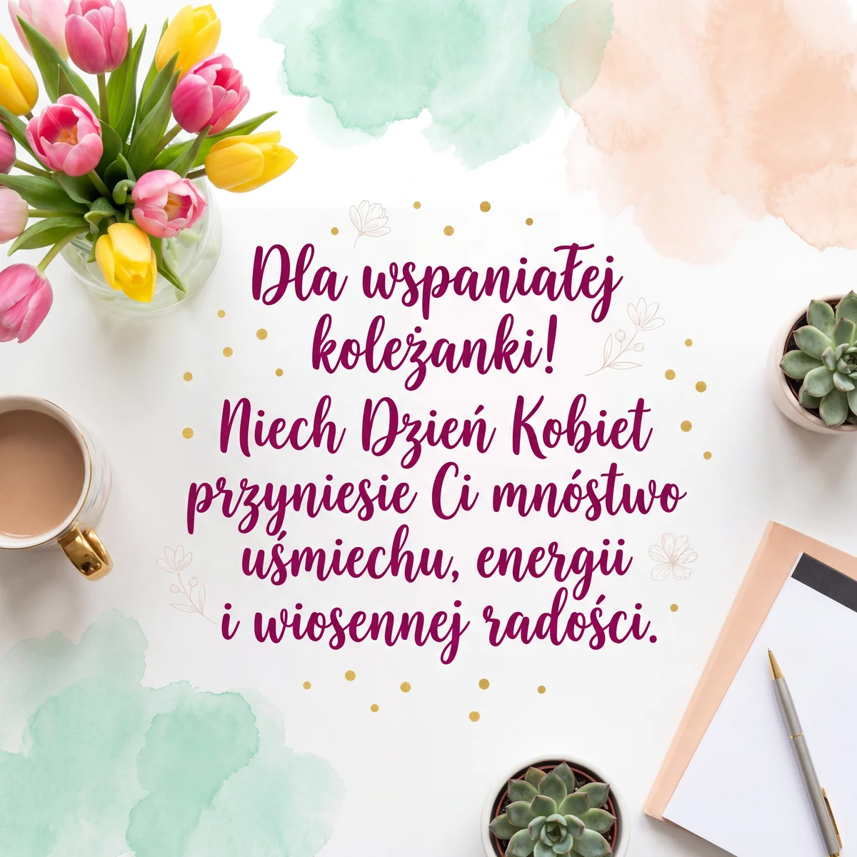 kartka z życzeniami na Dzień Kobiet dla koleżanki