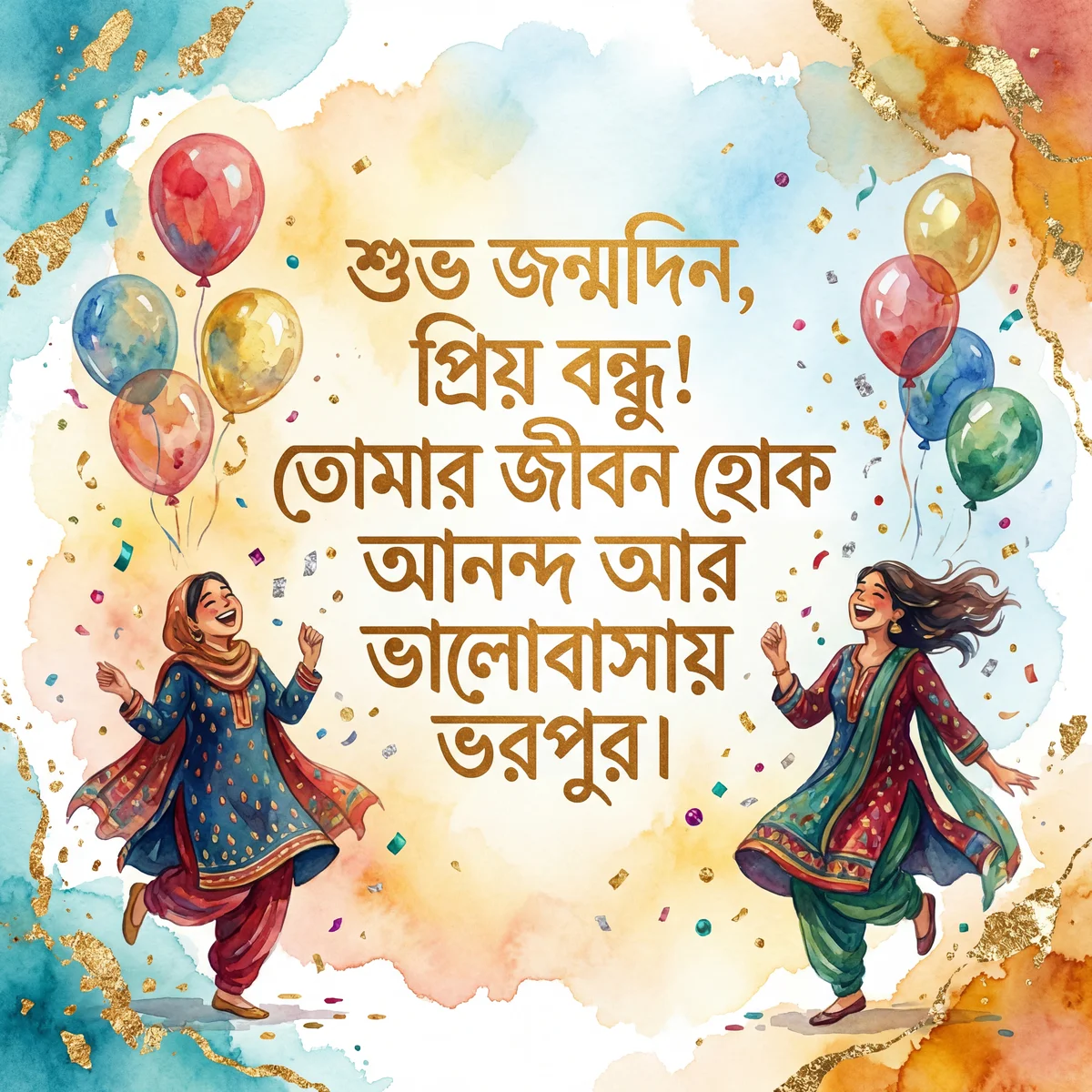 বন্ধুর জন্মদিনের শুভেচ্ছা কার্ড