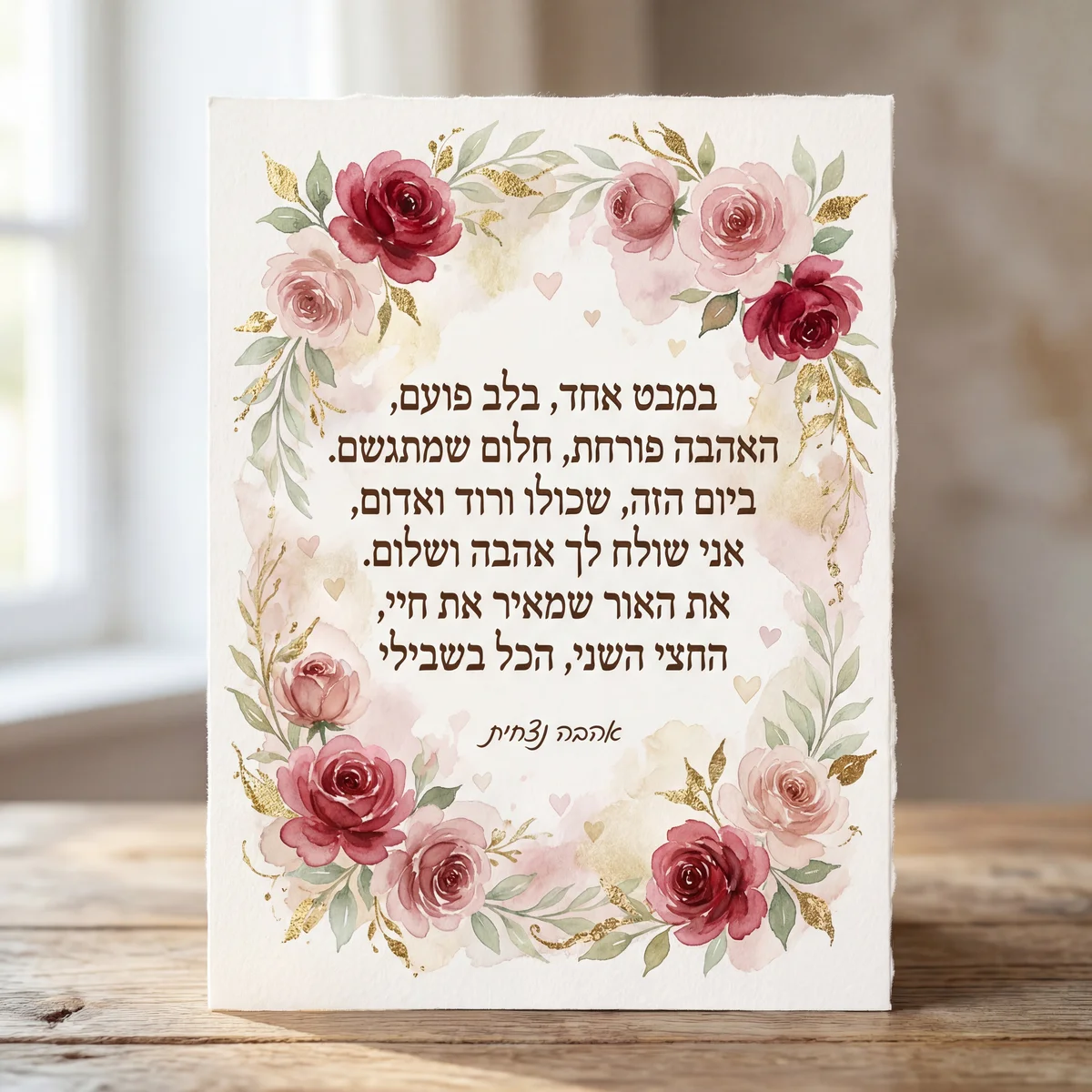 כרטיס ברכה רומנטי ליום האהבה