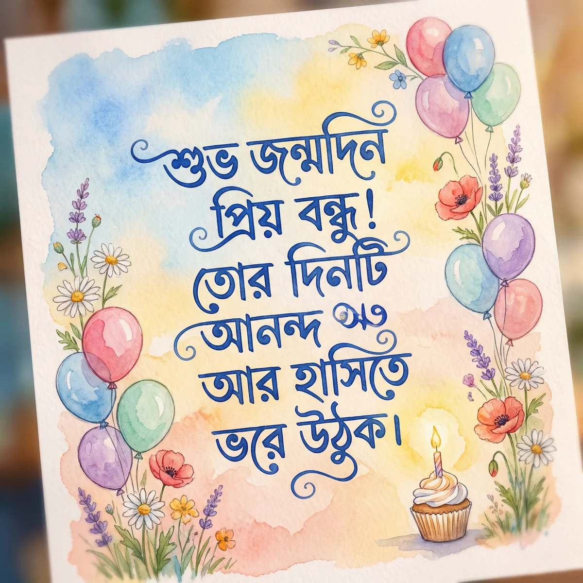 বন্ধুর জন্মদিনের শুভেচ্ছা কার্ড