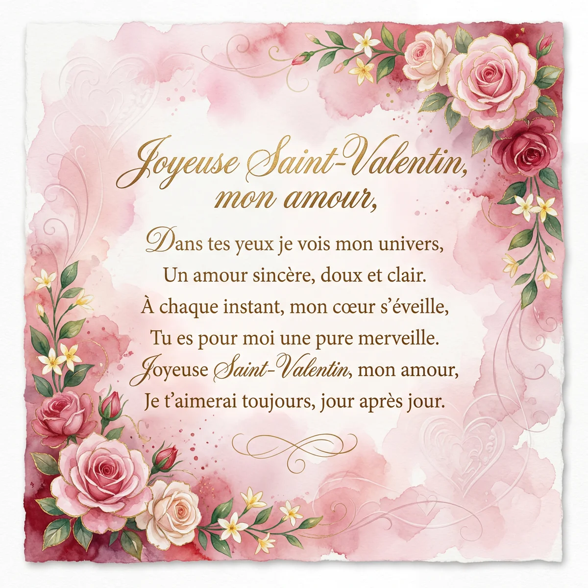message de Saint-Valentin pour mon amour