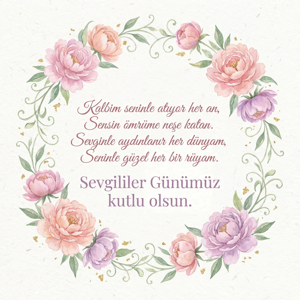 Sevgililer Günü kartı için romantik mesaj