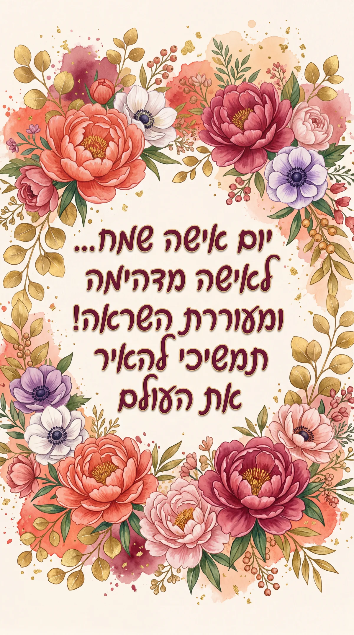 ברכה ליום האישה שמח לאישה מדהימה