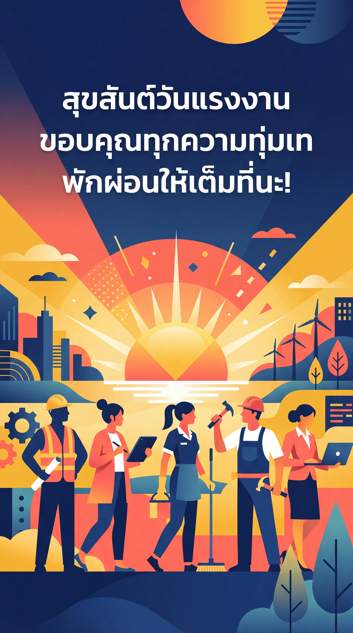 การ์ดอวยพรวันแรงงานสำหรับคนทำงานทุกคน