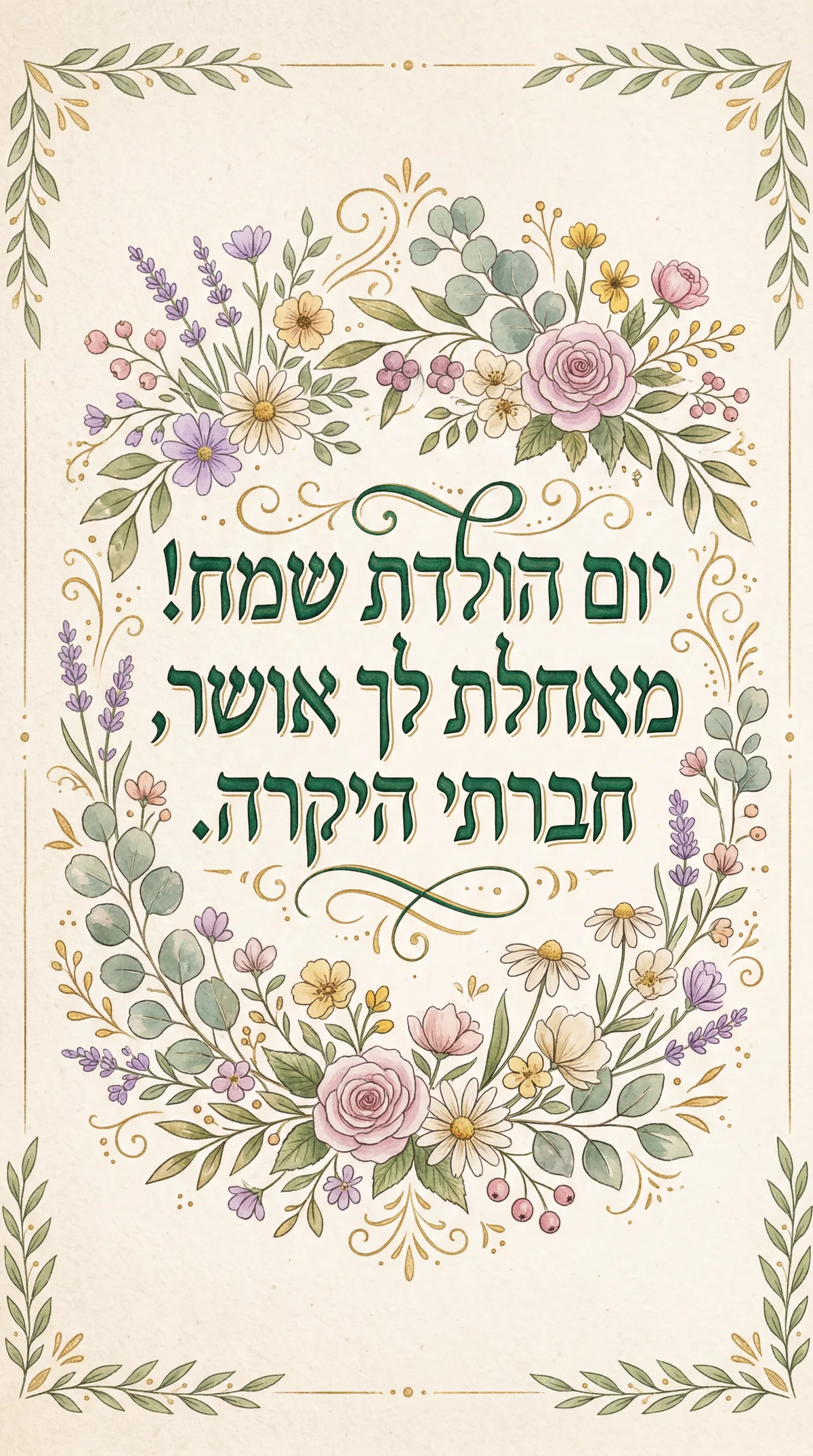 מאחלת לך יום הולדת שמח ומלא באושר, חברתי היקרה!