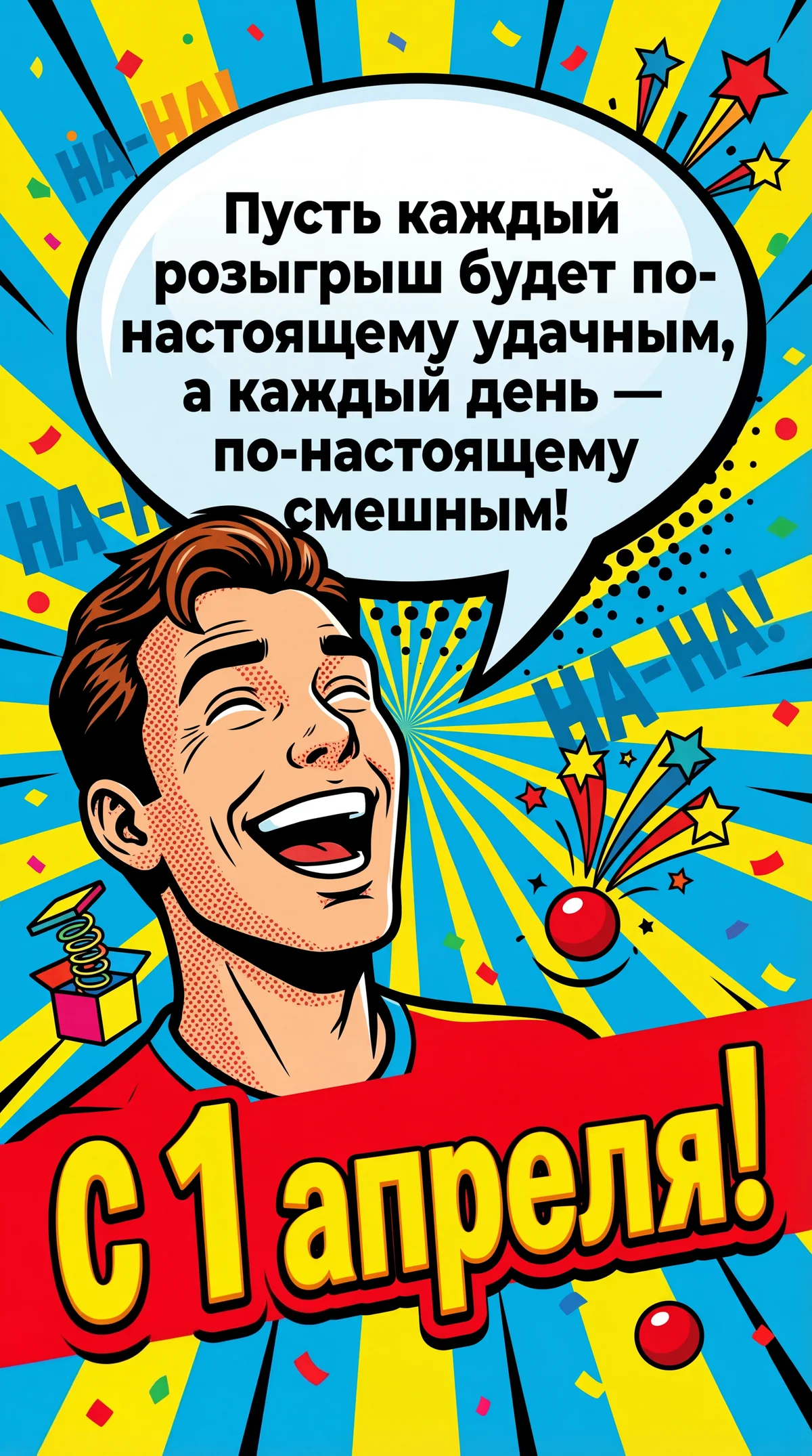 открытка с Днем смеха