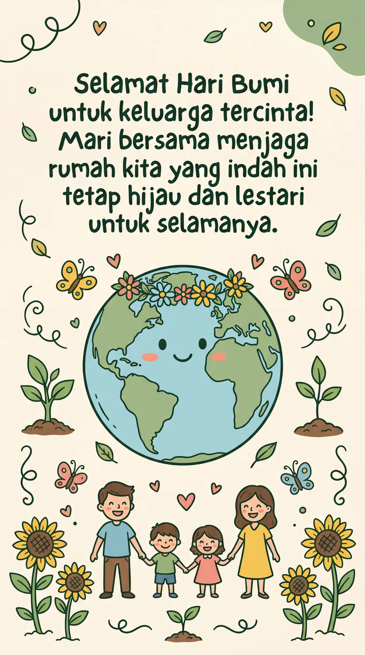 Ucapan selamat Hari Bumi untuk seluruh keluarga