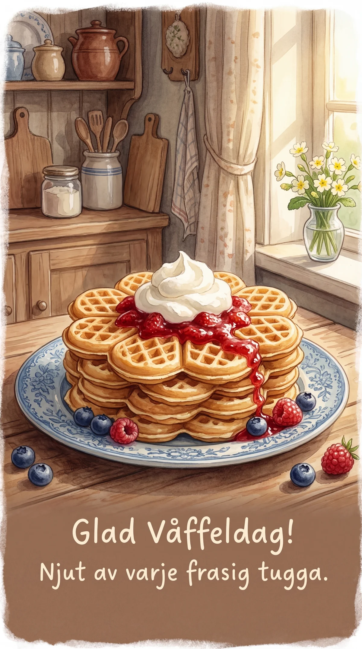 Fira våffeldagen med en extra god våffla och en hälsning!