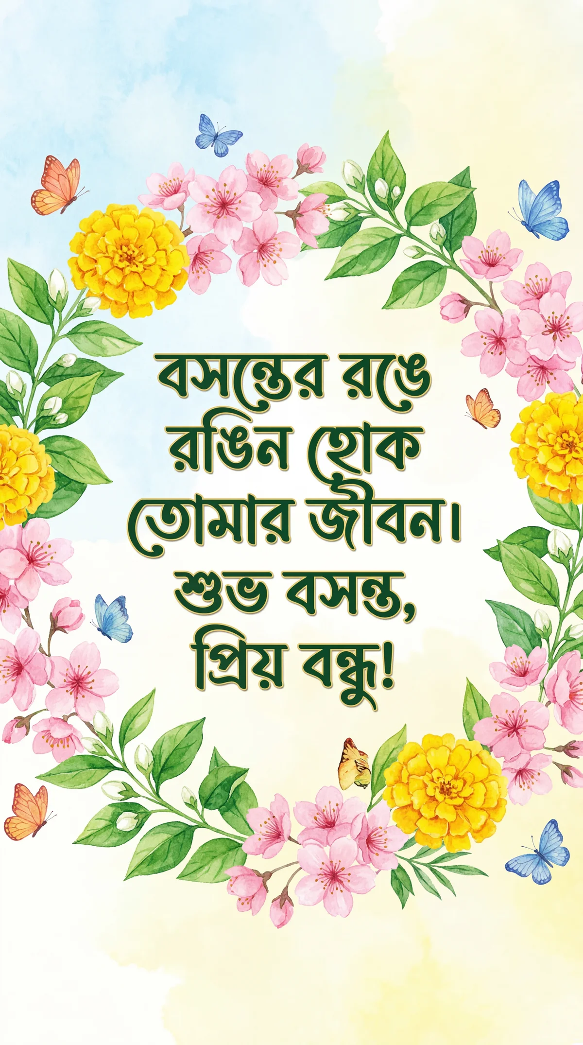 প্রিয় বন্ধুকে বসন্তের শুভেচ্ছা