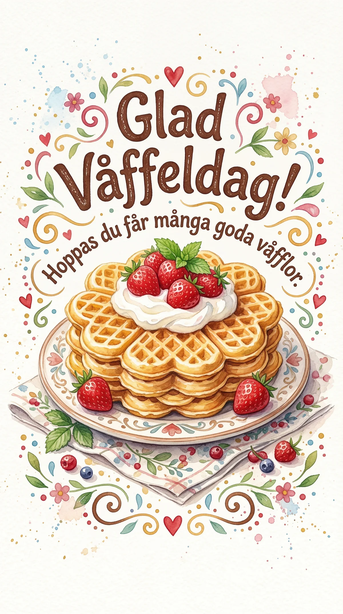 Önskar dig en glad våffeldag, hoppas du får många goda våffl...