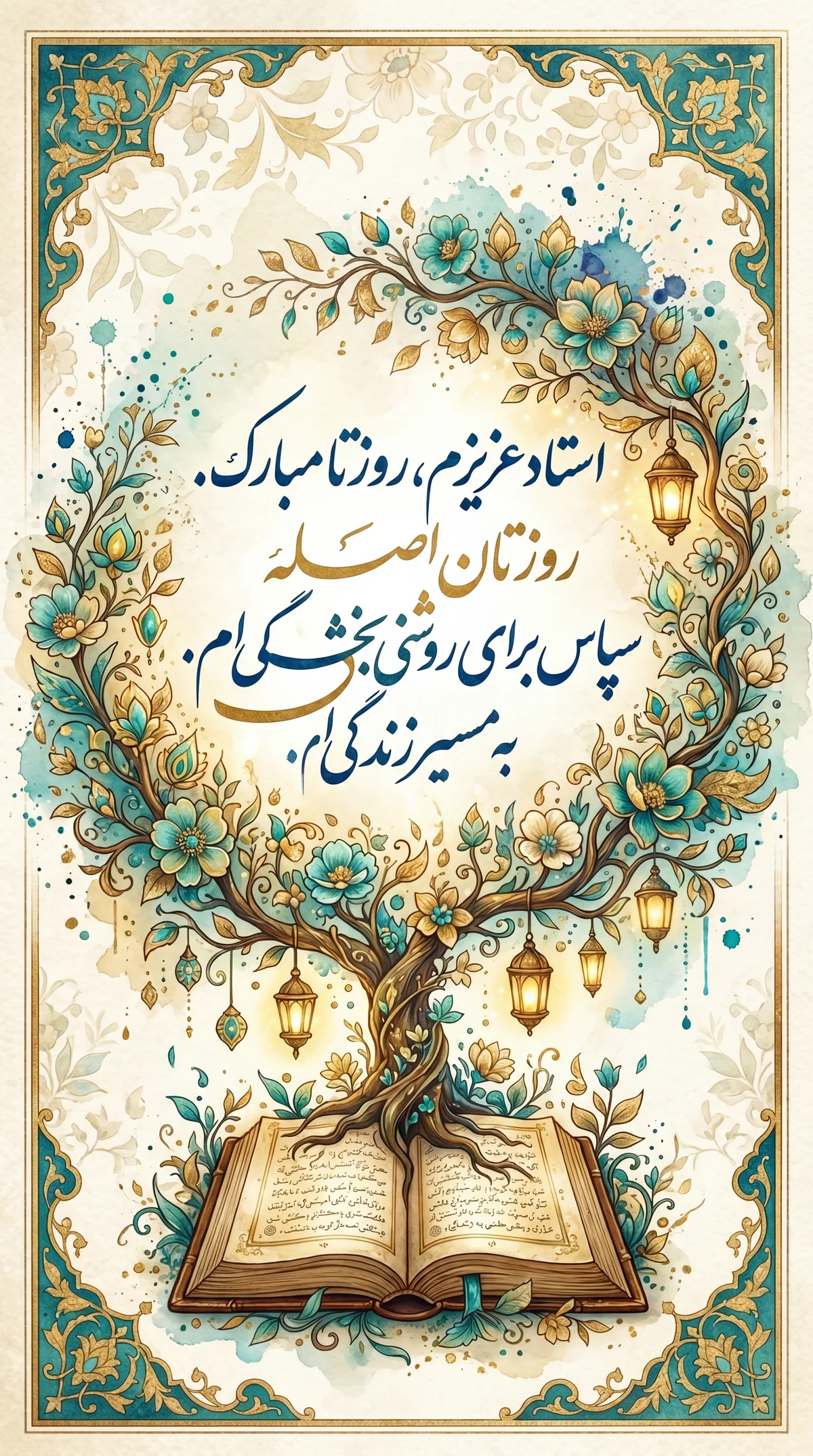 کارت تبریک روز معلم برای استاد عزیزم