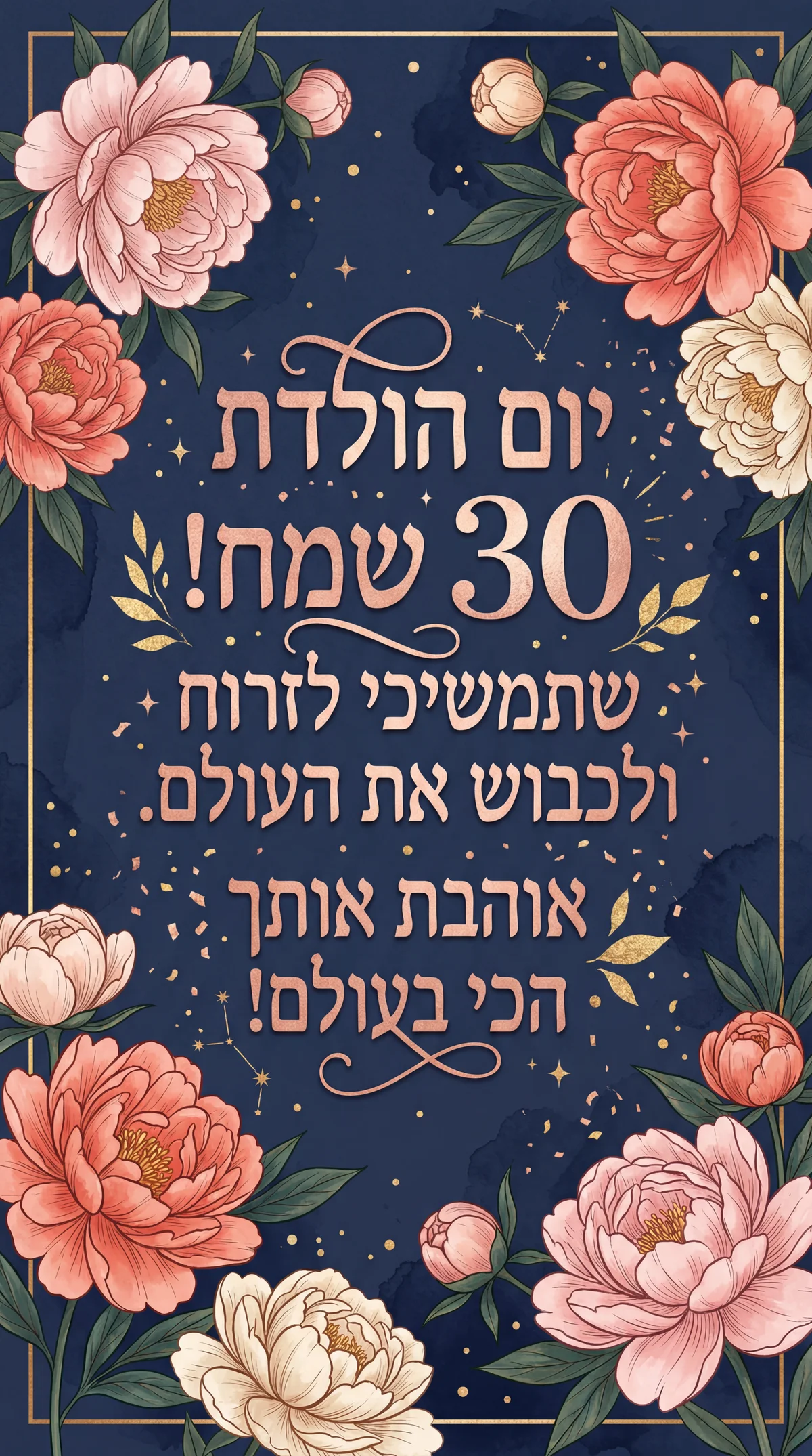 כרטיס ברכה ליום הולדת 30 לחברה הכי טובה