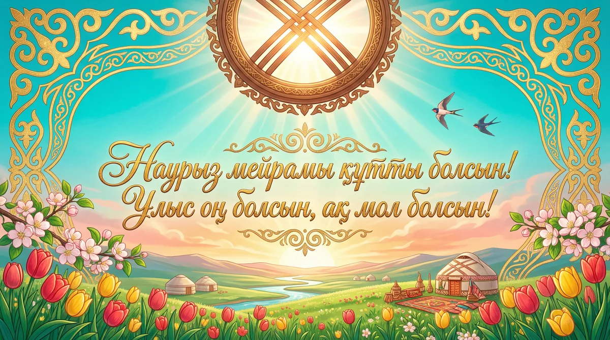 Наурыз мерекесімен құттықтау открыткасы